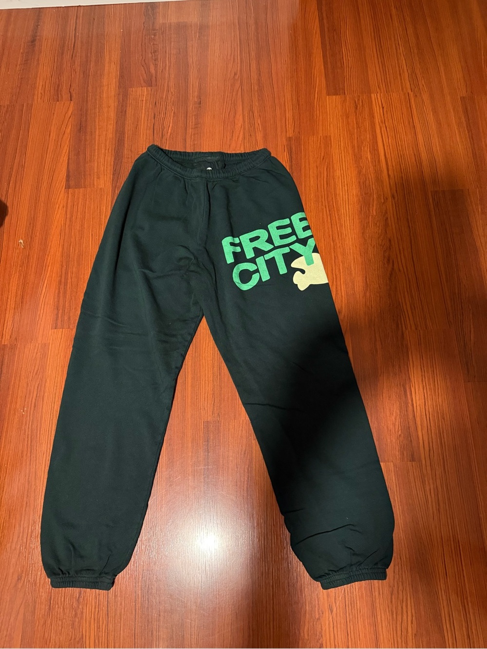 freecity Black Joggers with Green Logo and Cream Accent